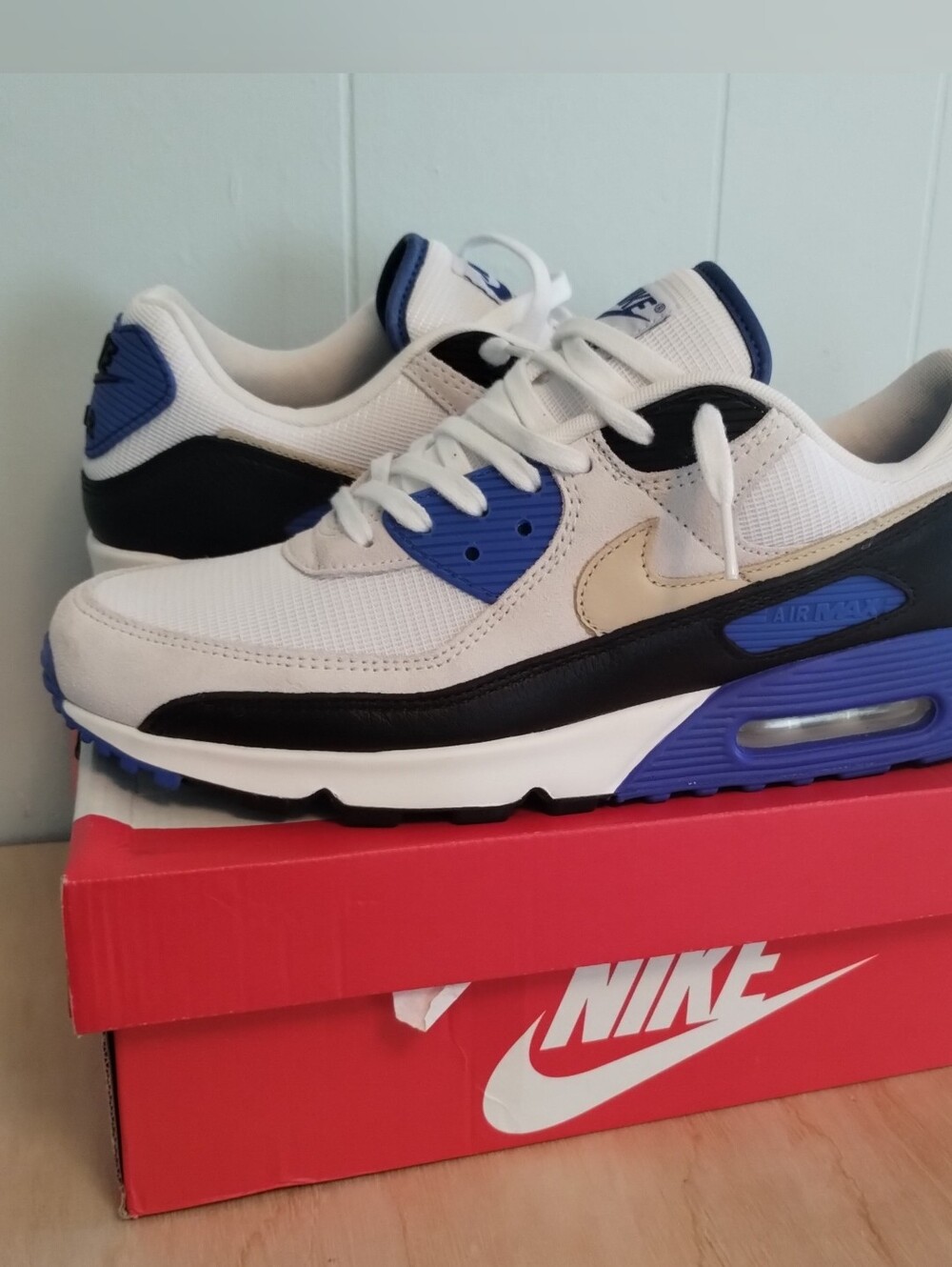 Nike Air Max 90 PRM White, Black Royal Blue Casual Sneakers